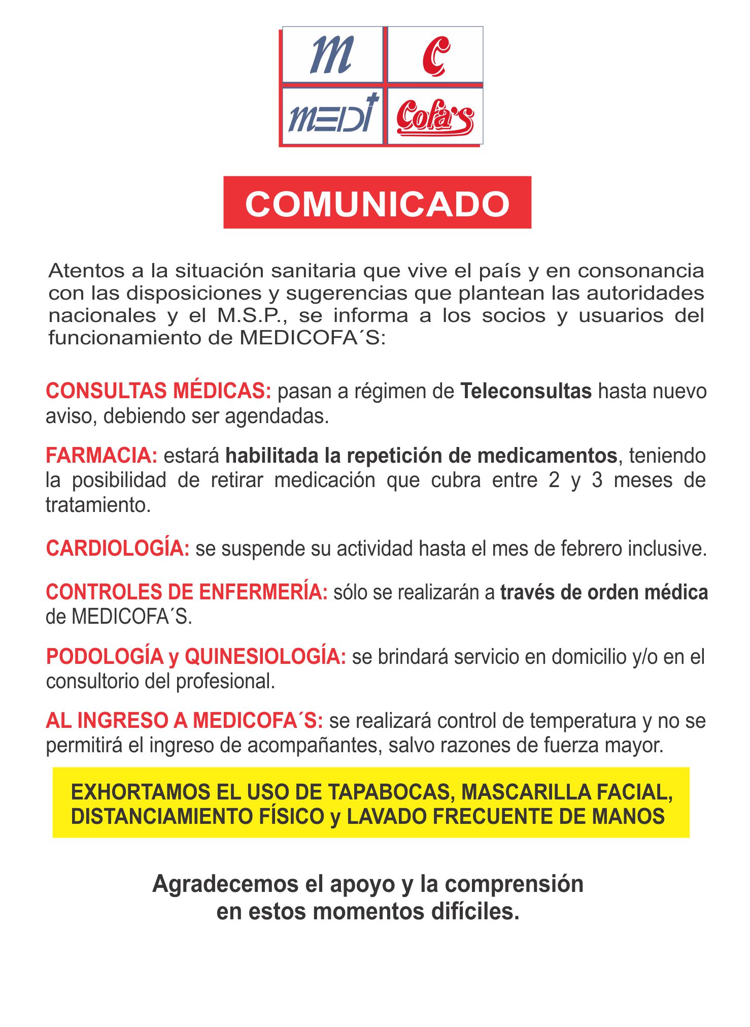 MEDIDAS MEDICOFAS COVID